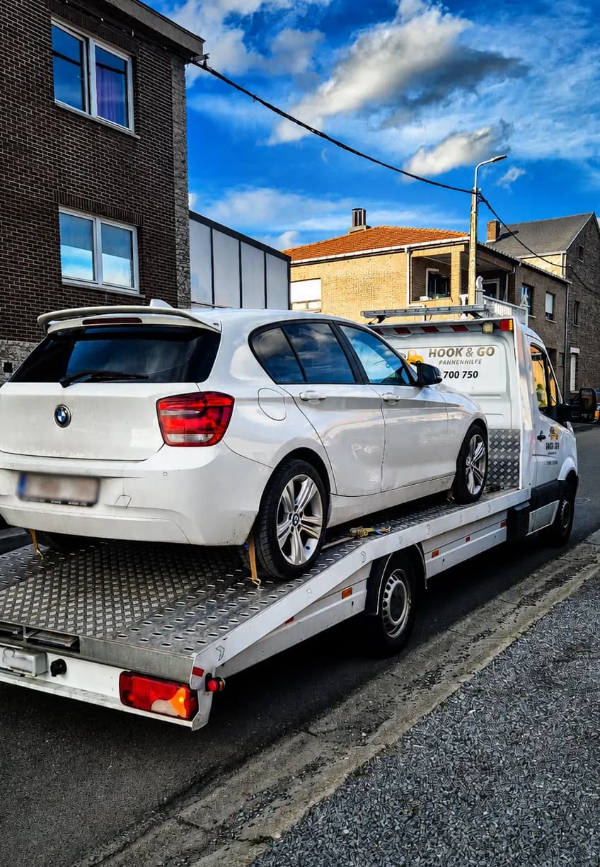 BMW 1er Reifenpanne – Abholung im Wohngebiet Würselen