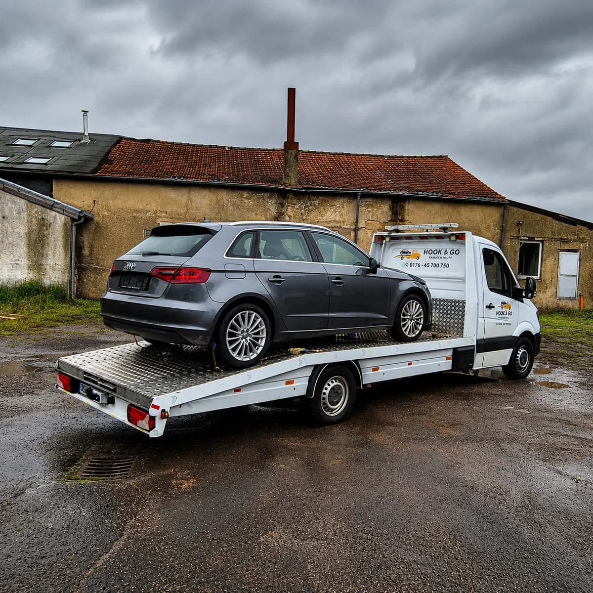 Audi A3 Fahrzeugausfall – Abschleppdienst ländlicher Einsatz